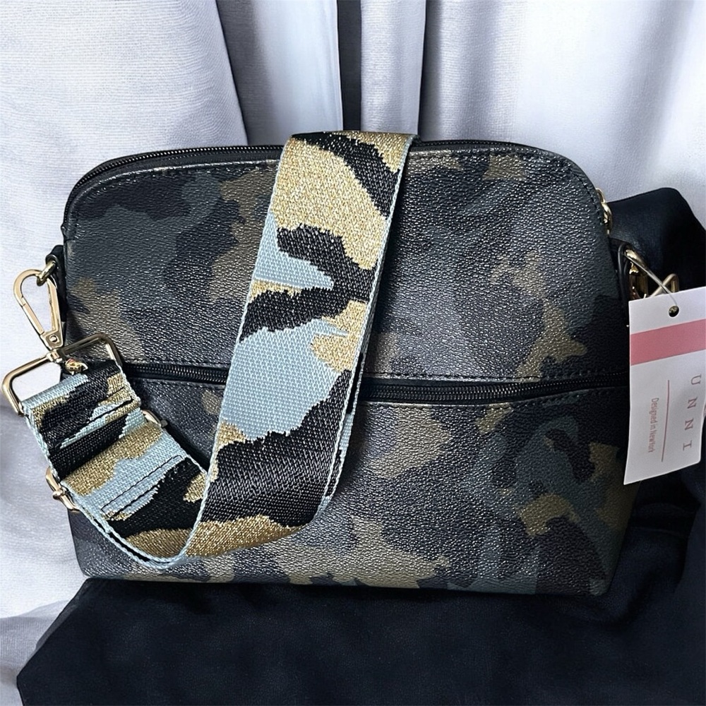 Unni Camouflage Crossbody Bag with Gold tone hardware